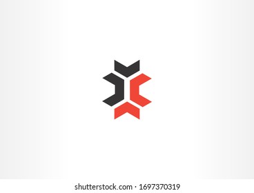 Símbolo vector negro y rojo abstracto. Diseño de logotipo universal