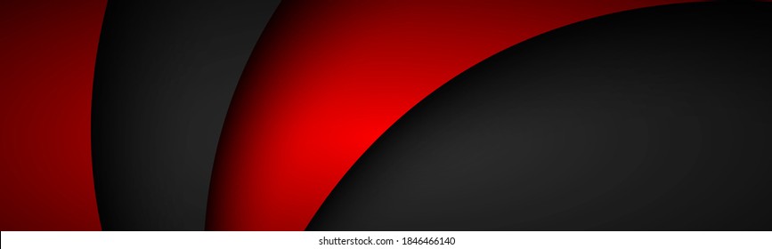 Abstract black and red wavy header. Modern corporate desing banner. Overlap sheets of paper layers