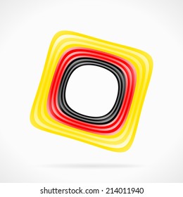 Abstract black red yellow square ribbon flag