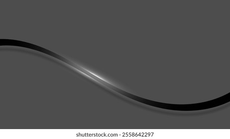 Abstract black ribbon elements with light on background. Ribbon light with ribbon.