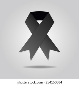 Abstract black ribbon on gray gradient background