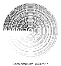 Abstract black round circle brush stroke. Vector Illustration for modern design. Line stripe in circle form. Movement halftone wallpaper on white background. Curl concept visual symbol. Stroke element