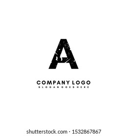 abstract black rusted logo letter A creative design concept isolated on white background vector illustration