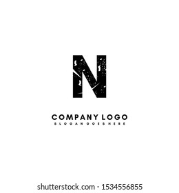 abstract black rusted N logo letter creative design concept isolated on white background vector illustration