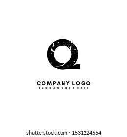 abstract black rusted Q logo letter creative design concept isolated on white background vector illustration