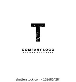 abstract black rusted T logo letter creative design concept isolated on white background vector illustration