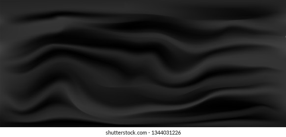 Abstract Black Satin Silky Cloth Fabric Textile Drape with Crease 
Wavy Folds background.With soft waves and,waving in the wind
Texture of crumpled paper. object Vector,illustration