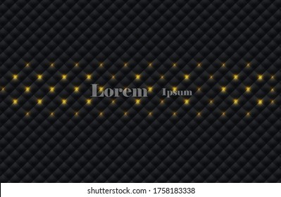 Abstract black scattered geometric background with gold glitter. Modern luxury illustration. Vector