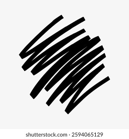 Abstract black scribble on a white background. Scribble art with bold black lines. 