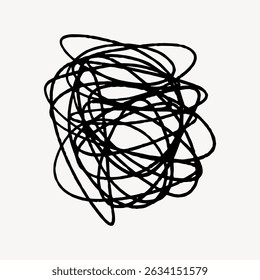 Abstract black scribble on white background. Scribble art, chaotic lines, black scribble, abstract design. Artistic, expressive lines, abstract pattern. Black scribble vector.