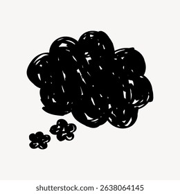 Abstract black scribble resembling a cloud on a white background. Simple, artistic, and abstract design with a black scribble pattern. Speech bubble message vector.