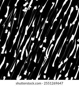 Abstract Black Scribble Seamless Pattern. Chaos Hand Drawn Graffiti. Street Art Pattern. Black Elements Old School Design for T-Shirt, Fabric, Wrapping Paper.