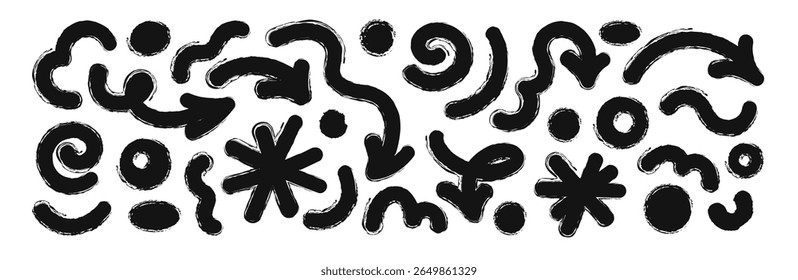 Abstract Black Scribbled Shapes on White Background
