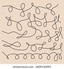 abstract black scribbles on beige background,signature on pale backdrop
