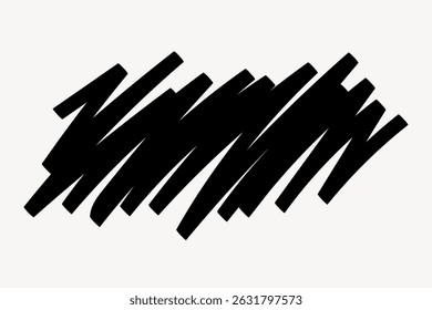 Abstract black scribbles on a white background. The scribbles create a bold, dynamic pattern. Black scribbles stand out against the white backdrop. Black scribble vector.