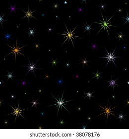 Abstract black seamless background with stars (vector)