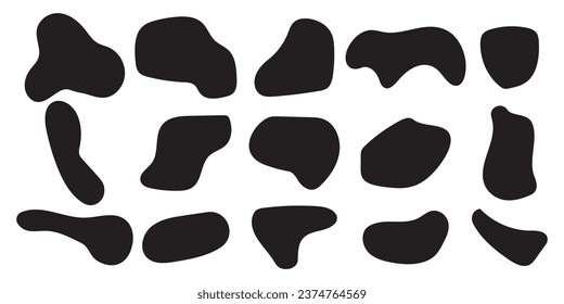 Abstract black set of organic irregular shape blocks.