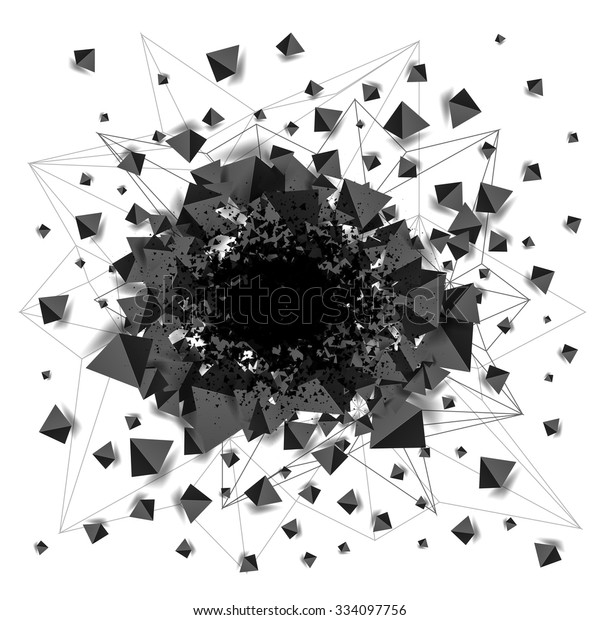 Abstract Black Shaded Pyramids Vector Explosion Stock Vector (Royalty ...