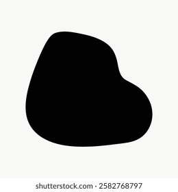 Abstract black shap e on white background. Organic, form. Minimalist,  design. Black shape, abstract art. Simple, abstract composition. Funky black shape vector.