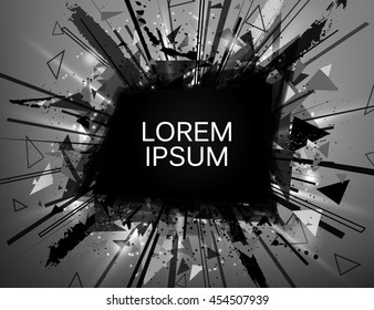Abstract black shape banner explosion. Particles composition. Vector illustration.