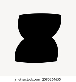 Abstract black shape on a light background. The shape features symmetrical curves, creating a bold, modern design. Perfect for minimalist art enthusiasts. Doodle shape vector.