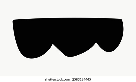 Abstract black shape on white background. Bold design with unique contours. Simpleform against a white backdrop. Minimalist black silhouette. Funky black shape vector.