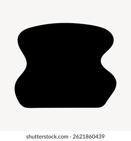 Forma preta abstrata sobre um fundo branco. A forma é simétrica e tem um contorno suave e curvo. Design minimalista com foco na forma abstrata. Vetor de forma de rabiscar.