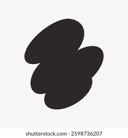 Abstract black shape with overlapping ovals on a light background. The design features three black ovals, creating a minimalist and modern abstract art piece. Vector illustration.