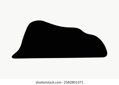 Abstract black shape resembling a silhouette of a car covered with a cloth. Minimalist design with smooth curves. Black shape on a white background. Funky black shape vector.