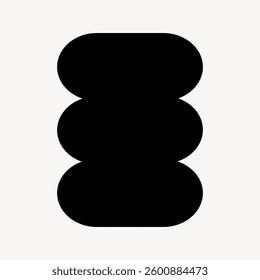 Abstract black shape with rounded edges. Geometric design, black shape. Simple, modern black shape on a white background. Minimalist black shape vector.