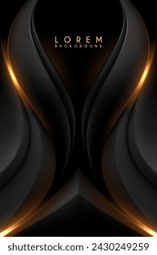 Abstract black shapes with golden light effect