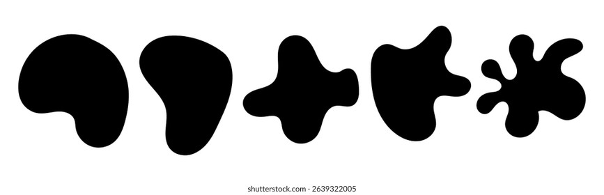 Abstract Black Shapes Irregular Blob Silhouettes, Ink Splats, Organic Forms