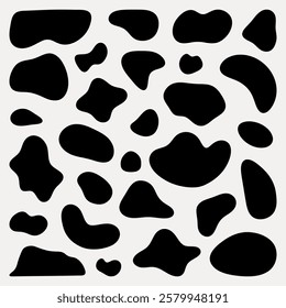 Abstract black shapes on white background. Random black shapes create a modern, abstract pattern. Abstract design with bold black shapes. Black shape vector set.
