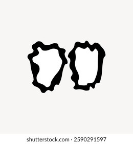 Abstract black shapes on a white background. The shapes are irregular and organic, creating a minimalist and modern design. Abstract art with black shapes. Doodle shape vector.