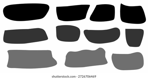 Abstractas Formas negras. Blobs negros al azar en un conjunto de colección.