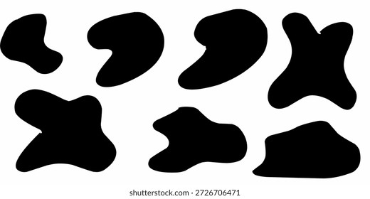 Abstractas Formas negras. Blobs negros al azar en un conjunto de colección.