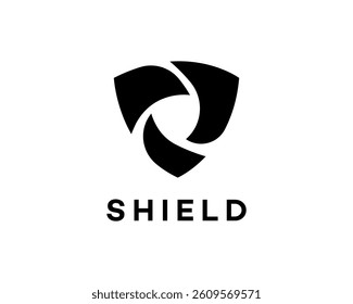 Abstract Black Shield Logo Design, Security Icon, Protection Symbol