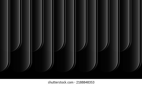 Abstract black shiny gradient geometric shape overlap layer on dark background. Modern luxury black metal texture. Suit for banner, desktop, brochure, poster, cover, website, wallpaper, flyer