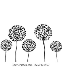 Abstract black silhouette of a dandelion. Design element.
