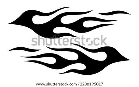 Abstract black silhouette fire flames tattoo vector art graphic. Tribal lame car vinyl decal and airbrush stencil.