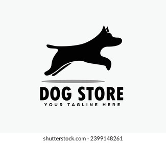 abstract black silhouette jump dog logo design template illustration inspiration