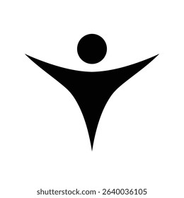 Abstract black silhouette of a person rejoicing.