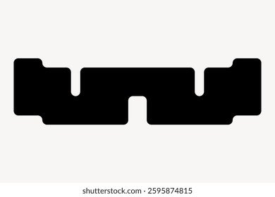 Abstract black silhouette resembling a geometric shape. The shape features symmetrical curves and angles, creating a bold and modern design. Geometric and abstract. Vector element.