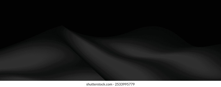 Abstract black silk curtains banner design background