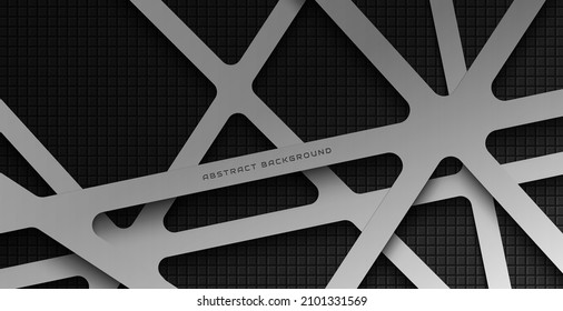 Abstract black and silver background with deep shadow and texture, luxury line background concept.