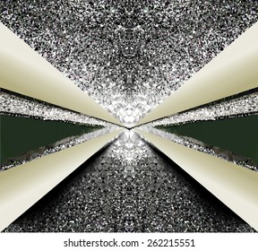 Abstract black and silver glowing background of crystals