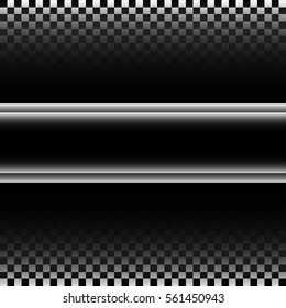 Abstract black silver label on checkered gradient pattern design racing background vector illustration.