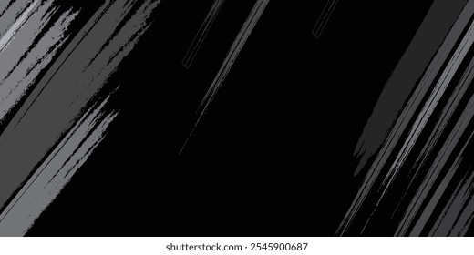 El negro abstracto y el plateado son de color gris claro con blanco El degradado es la superficie con Plantillas de textura metálica Líneas suaves Tecnología de fondo diagonal Negro Oscuro Elegante Limpio Moderno.