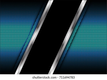 Abstract black silver line banner on blue light circle mesh design modern luxury futuristic technology background vector illustration.