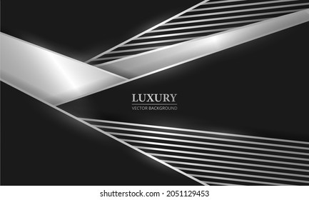 Abstract black and silver lines and shapes luxury background. Rich background with geometric elements. Black texture with silver lines. Vector illustration.